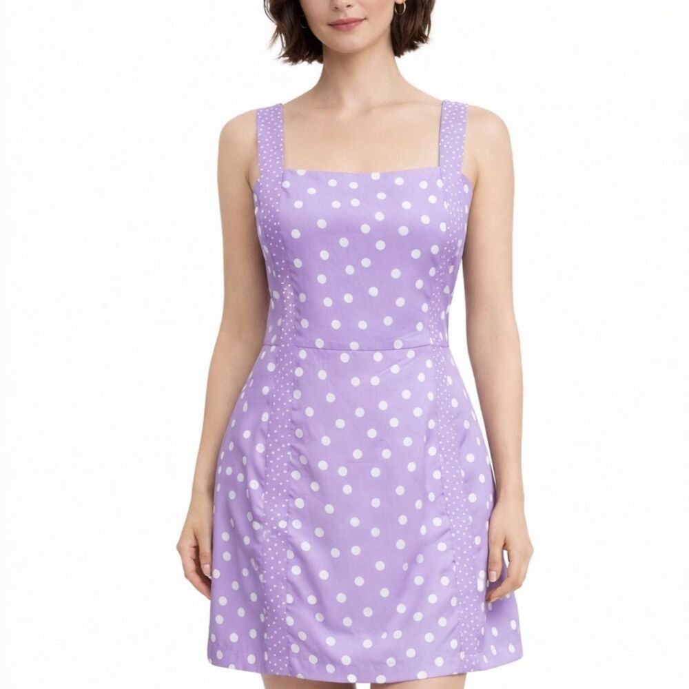Solid & Striped Mini Dress Womens Small Purple Polka Dot Sleeveless Summer Retro